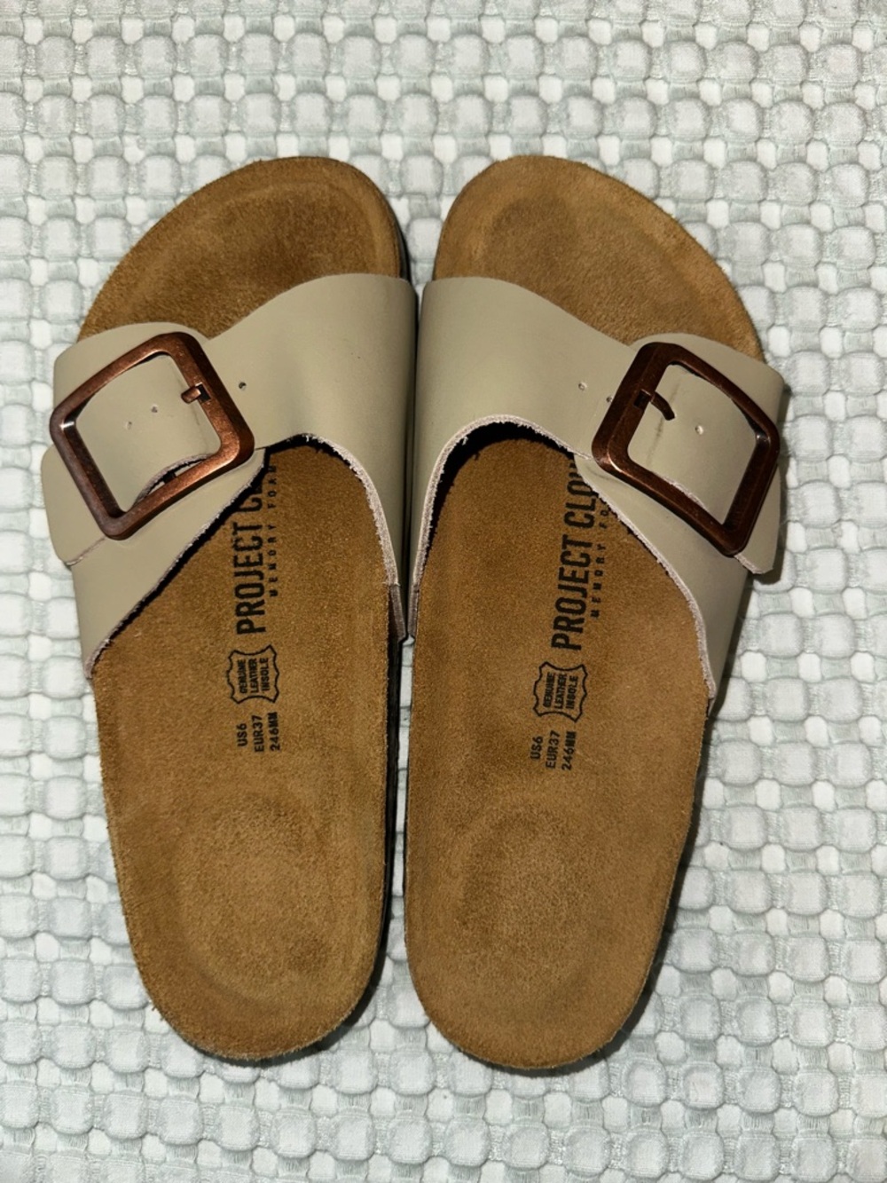 Project Club Tan Slide Sandals with Buckle